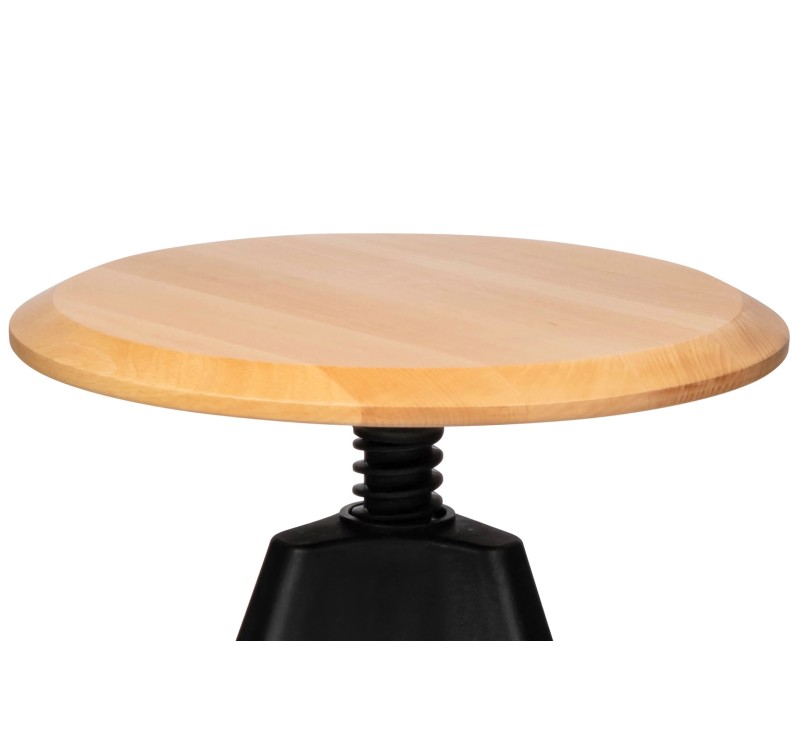 Krzesło barowe regulowane TOM czarne - polipropylen, drewno bukowe