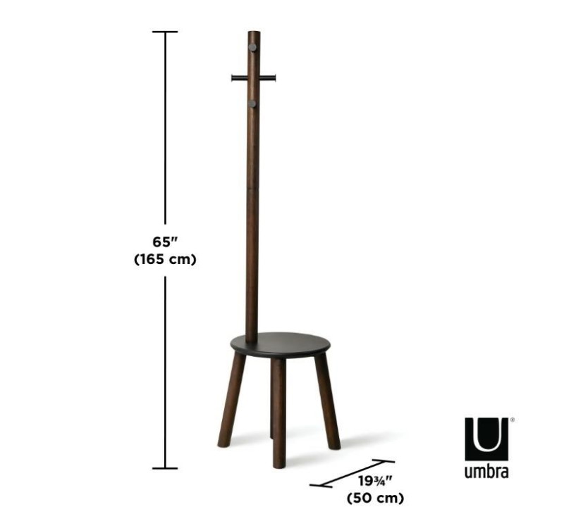 UMBRA wieszak ze stołkiem PILLAR - czarny orzech