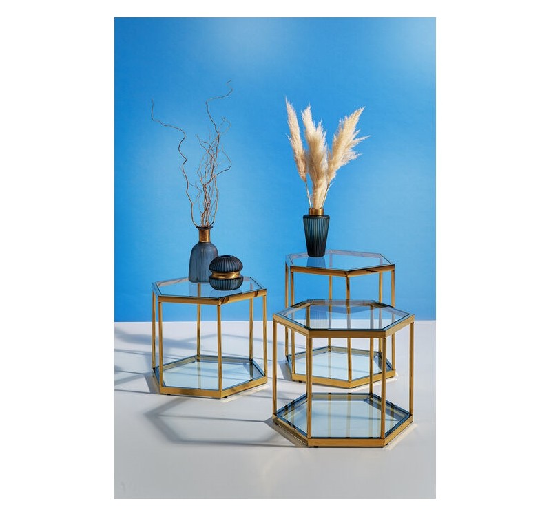 KARE stolik COMB GOLD 55 złoty