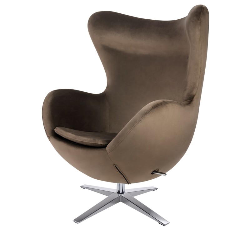 Fotel EGG SZEROKI VELVET ciemny brąz.81  - welur, podstawa stal