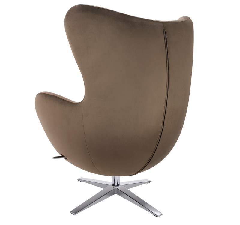 Fotel EGG SZEROKI VELVET ciemny brąz.81  - welur, podstawa stal