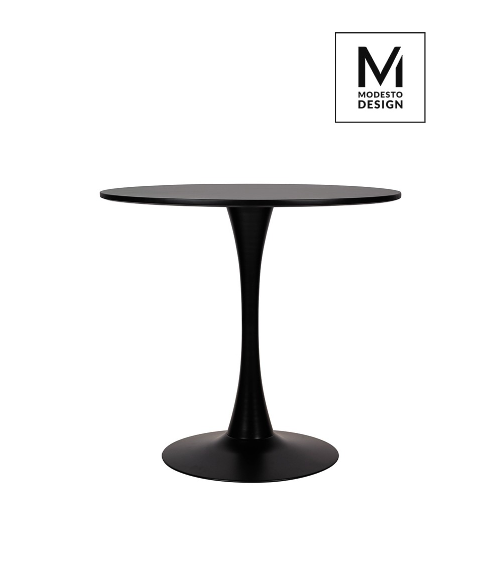 MODESTO stół TULIP FI 80 czarny - MDF, podstawa metalowa