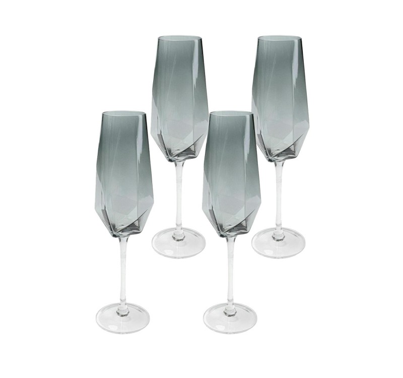 KARE komplet 4 kieliszków do szampana     DIAMOND SMOKE 365 ml
