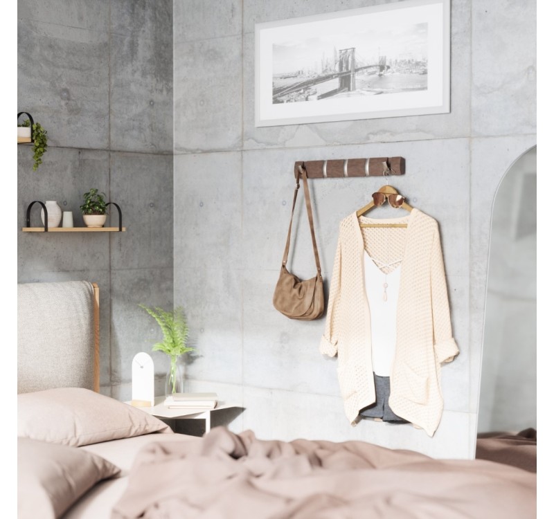 UMBRA wieszak na ubrania FLIP 5 drewno niklowane