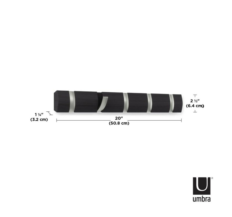 UMBRA wieszak na ubrania FLIP 5 drewno niklowane