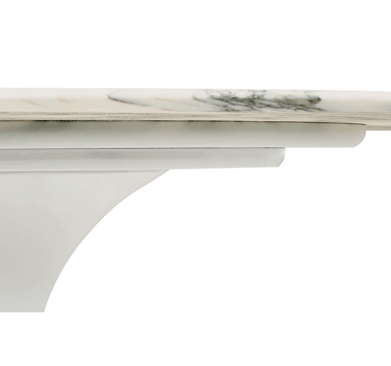 Stół TULIP ELLIPSE MARBLE ARABESCATO  - biały - blat owalny marmurowy, metal