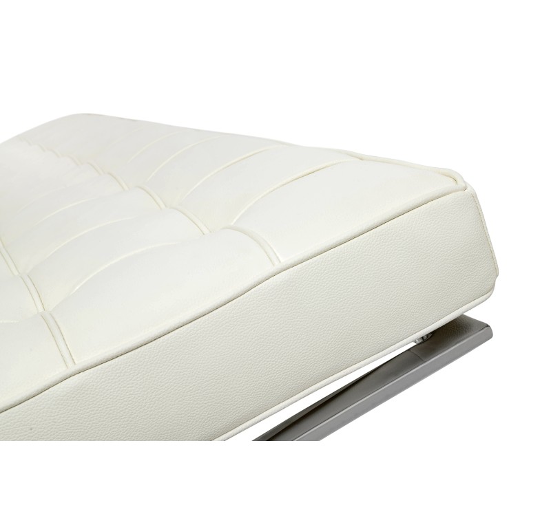 Sofa dwuosobowa BARCELON PRESTIGE PLUS  biała - włoska skóra naturalna, stal