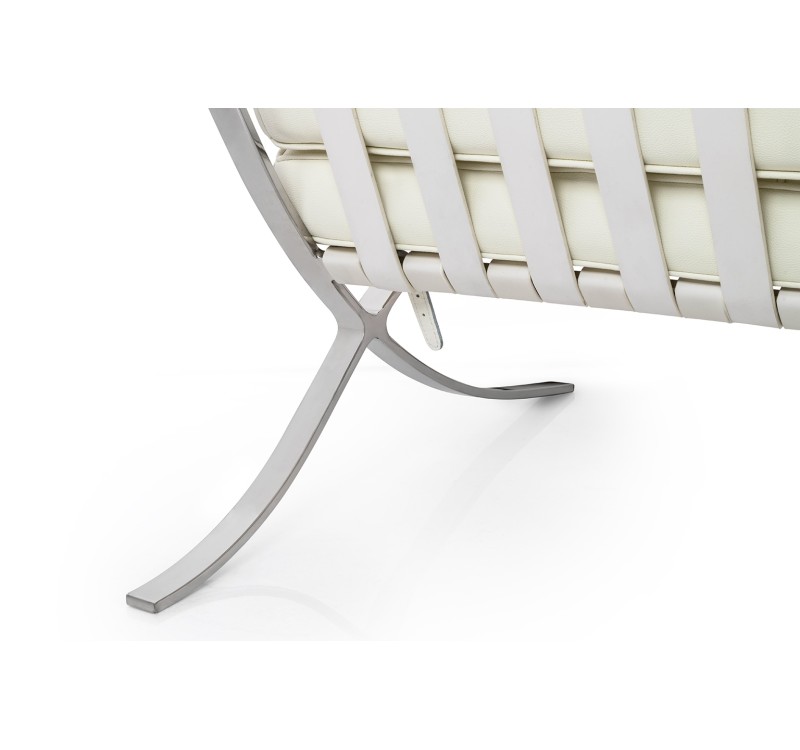 Sofa dwuosobowa BARCELON PRESTIGE PLUS  biała - włoska skóra naturalna, stal