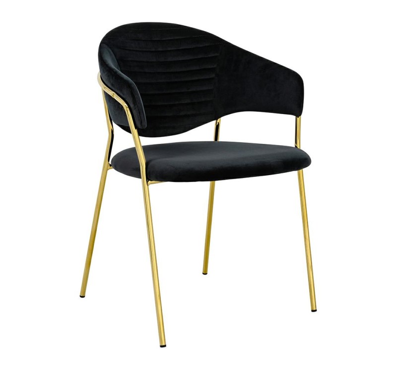 Krzesło NAOMI czarny - welur, podstawa złota