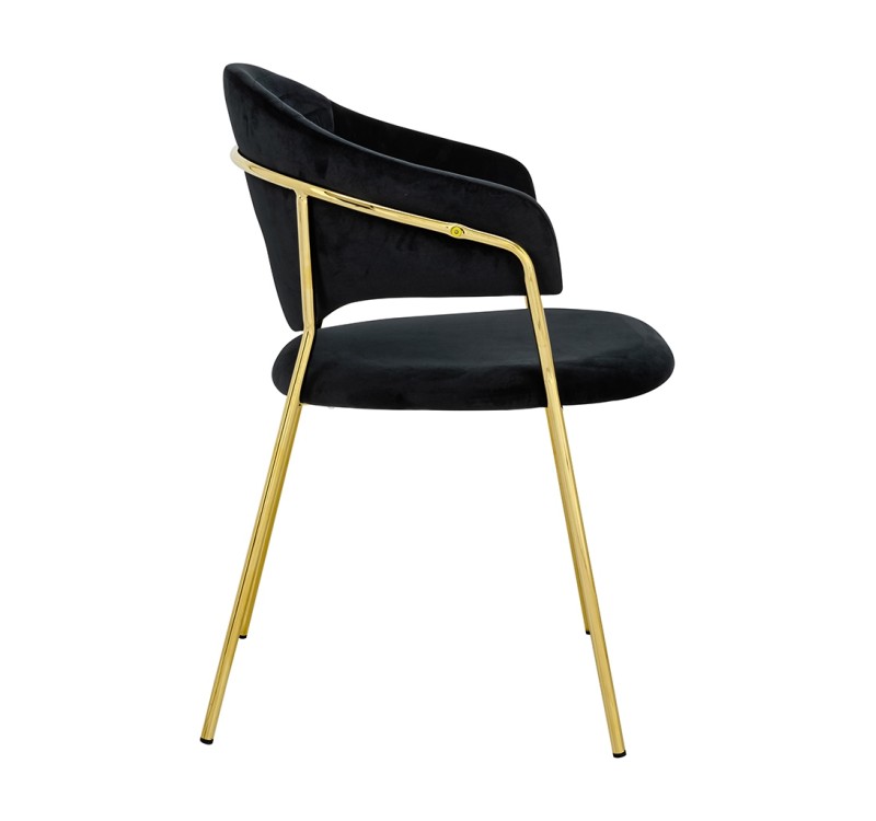 Krzesło NAOMI czarny - welur, podstawa złota