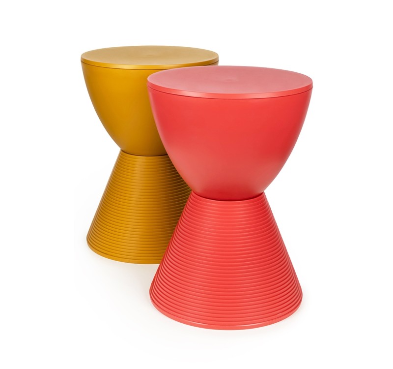 Stołek TAMBURO pastelowy koralowy - polipropylen