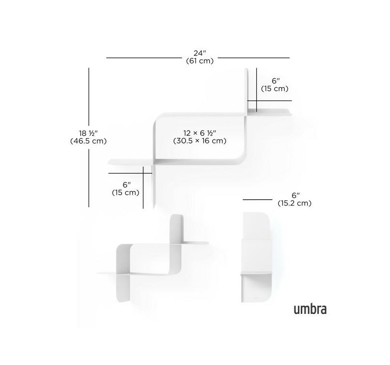 UMBRA zestaw 2 półek ściennych MONTAGE    biały