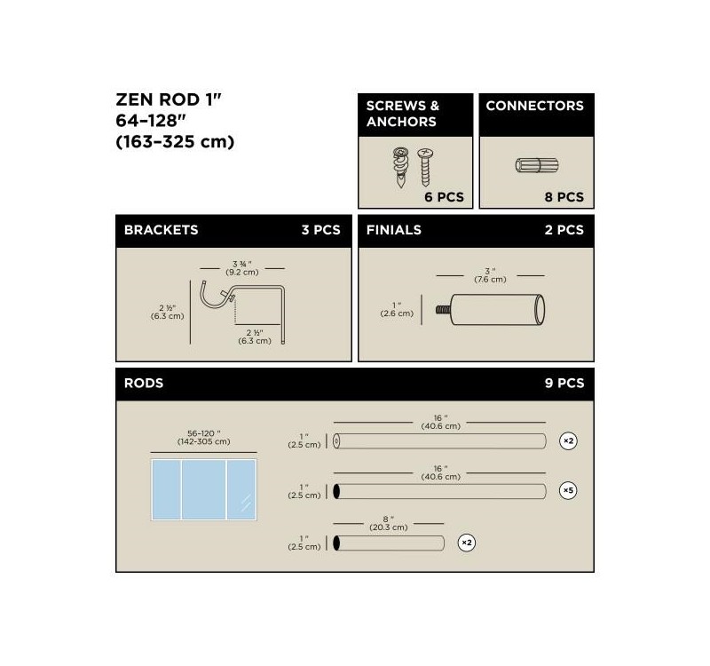 UMBRA karnisz ZEN 163 - 325 cm czarny