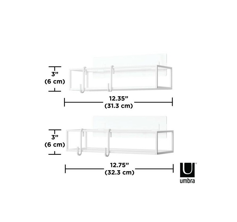 UMBRA zestaw 2 półek prysznicowych        CUBIKO biały