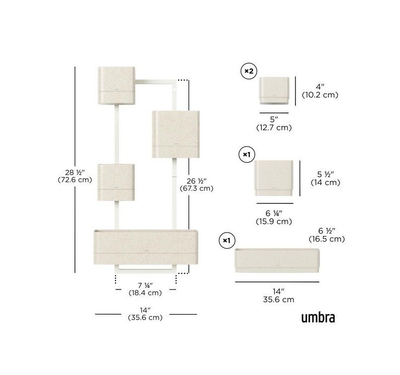 UMBRA zestaw doniczek CUBIKO biały