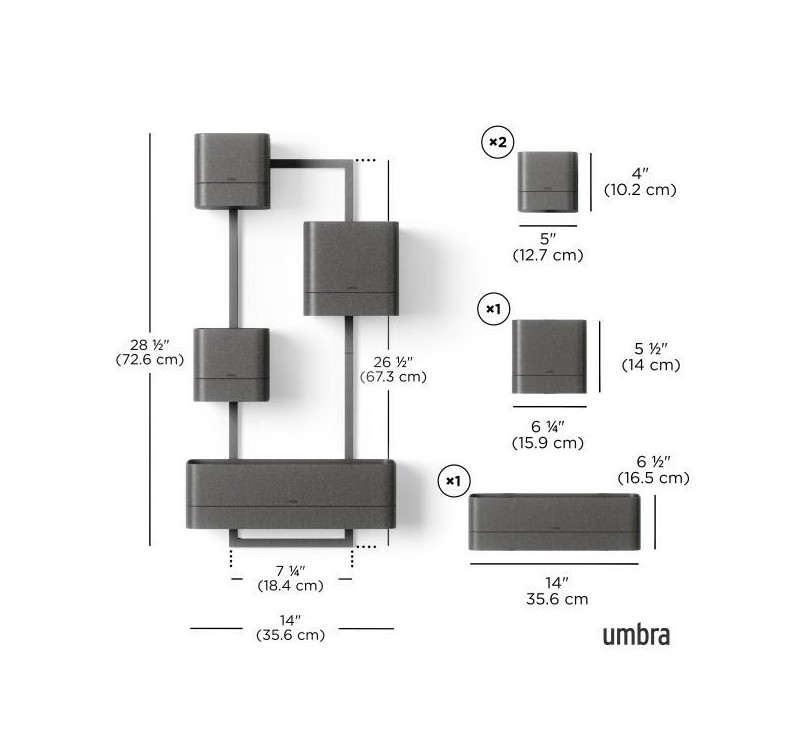 UMBRA zestaw doniczek CUBIKO czarny