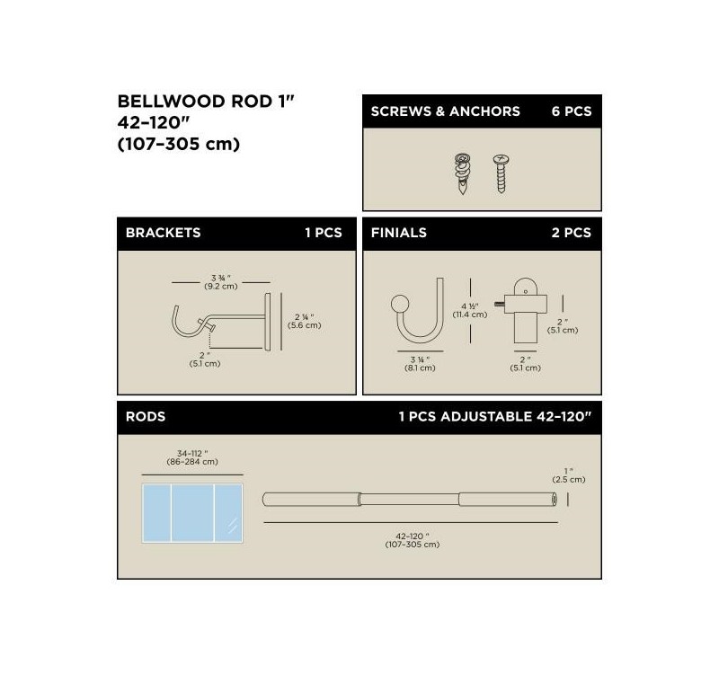 UMBRA karnisz BELLWOOD 107 - 305 cm       biały / brązowy