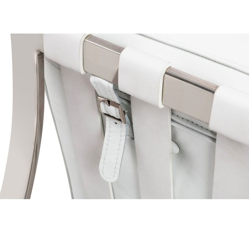 Podnóżek BARCELON PRESTIGE PLUS biały - włoska selekcjonowana skóra naturalna, stal