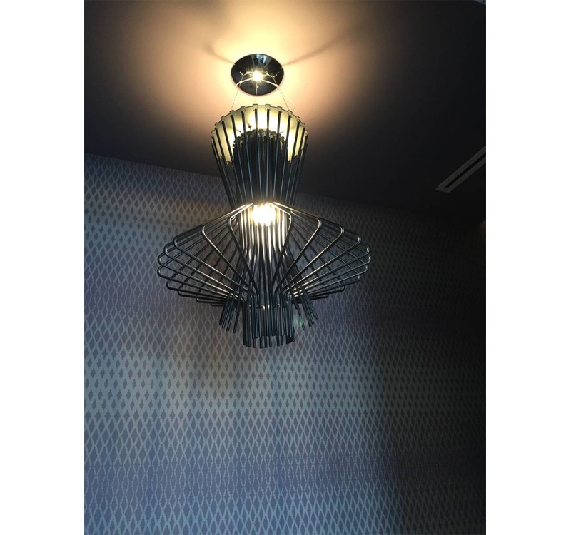 Lampa wisząca STRAW szara - stal węglowa