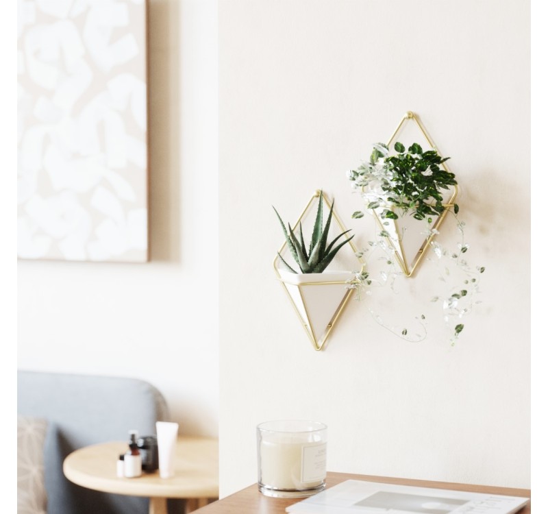 UMBRA doniczka ścienna TRIGG S 2 szt. - biały, mosiądz