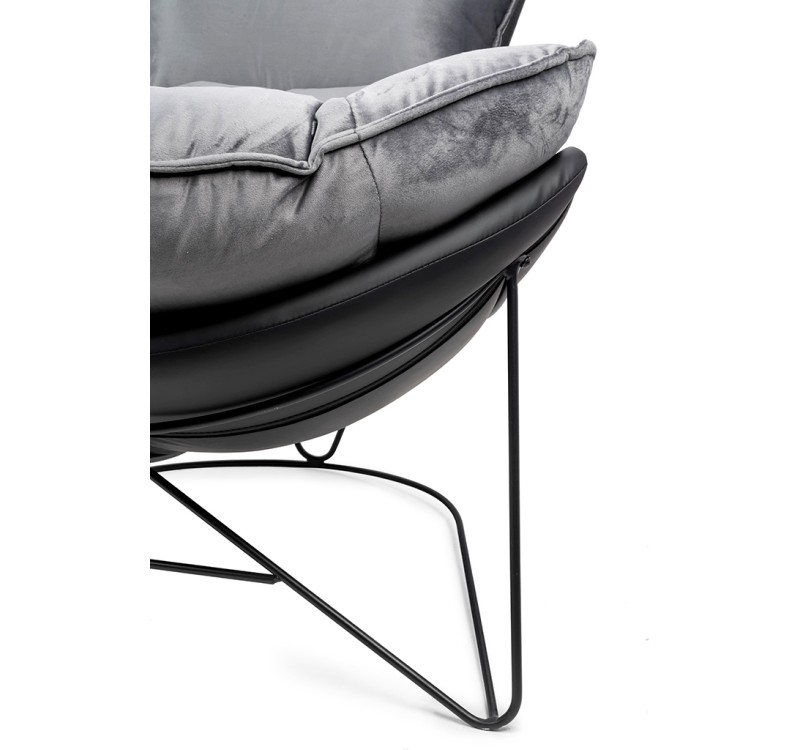 Fotel OTILIA STAND VELVET ciemny  szary welur