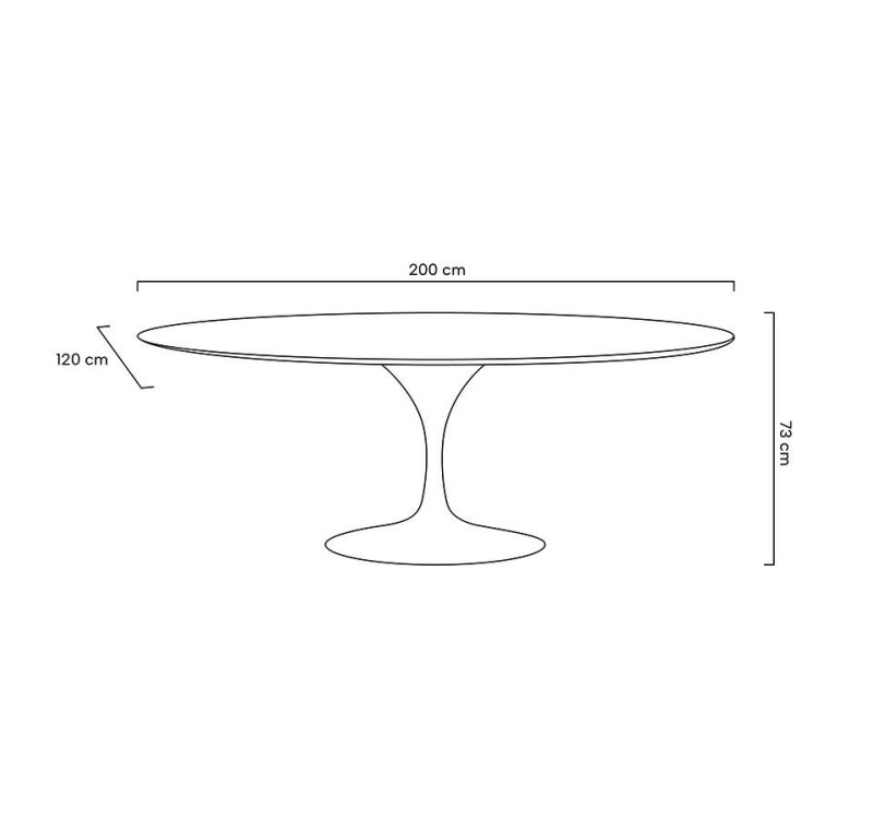 Stół TULIP ELLIPSE biały - blat owalny MDF, metal