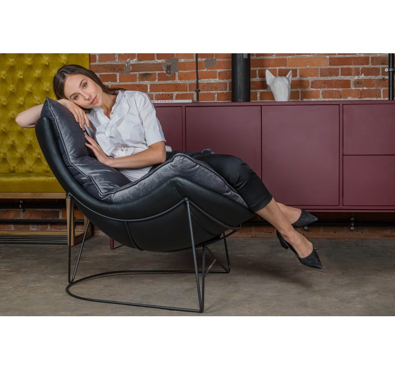 Fotel OTILIA STAND VELVET ciemny  szary welur