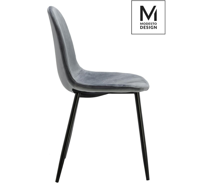 MODESTO krzesło LUCY szare - welur, metal