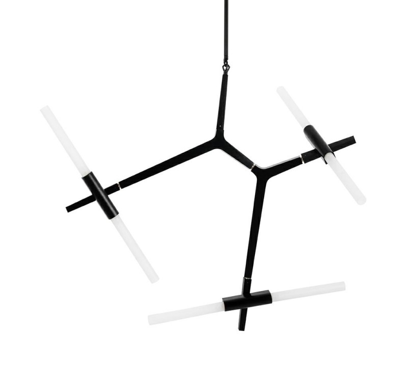 Lampa wisząca CANDELABR 6 czarna - aluminium, szkło