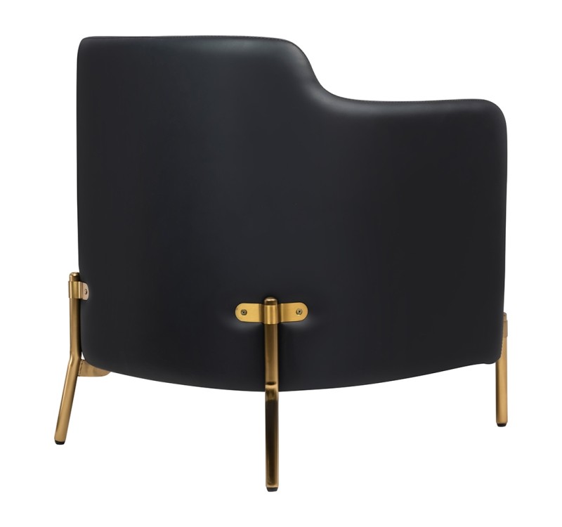 Fotel VENICE tkanina pepitka biało - czarna ekoskóra czarna - złota podstawa