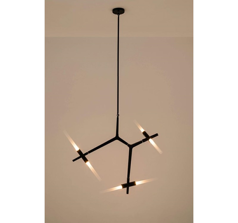 Lampa wisząca CANDELABR 6 czarna - aluminium, szkło