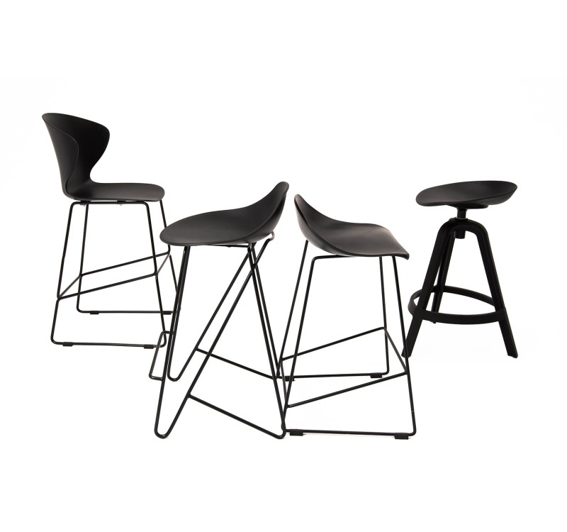 Krzesło barowe ALI czarny - polipropylen, metal