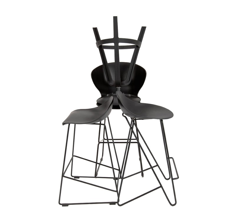 Krzesło barowe ALI czarny - polipropylen, metal