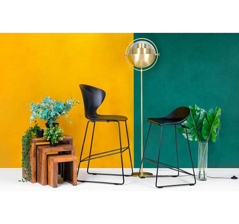 Krzesło barowe ALI czarny - polipropylen, metal