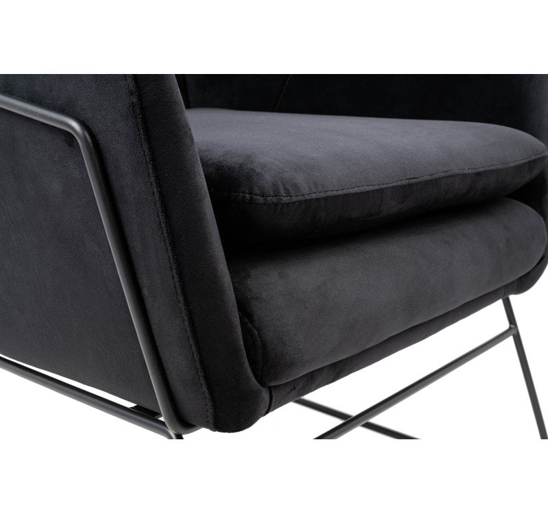 Fotel EMMA VELVET czarny welur - podstawa czarna