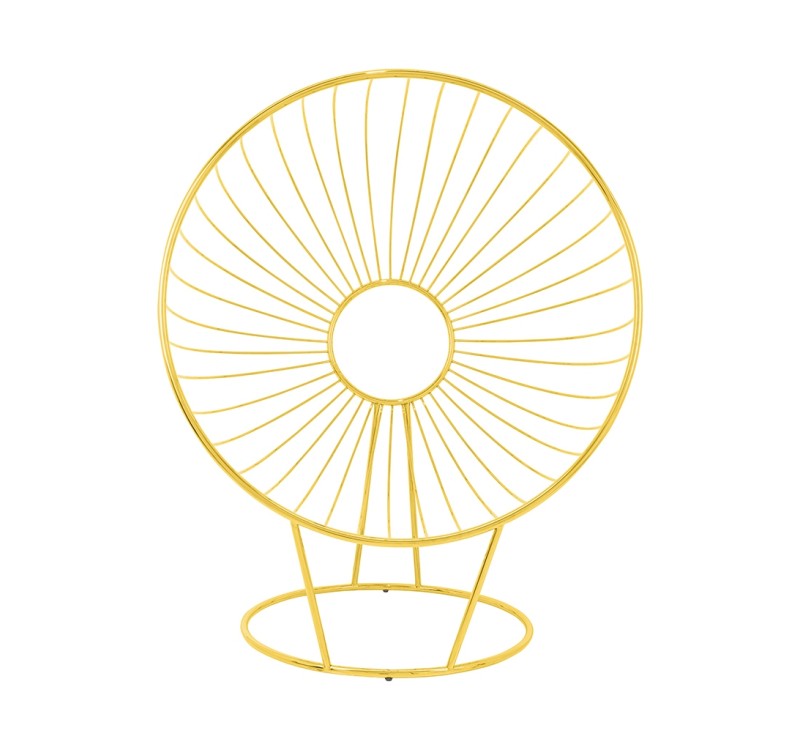 Fotel GABBIA STAND złoty z podnóżkiem