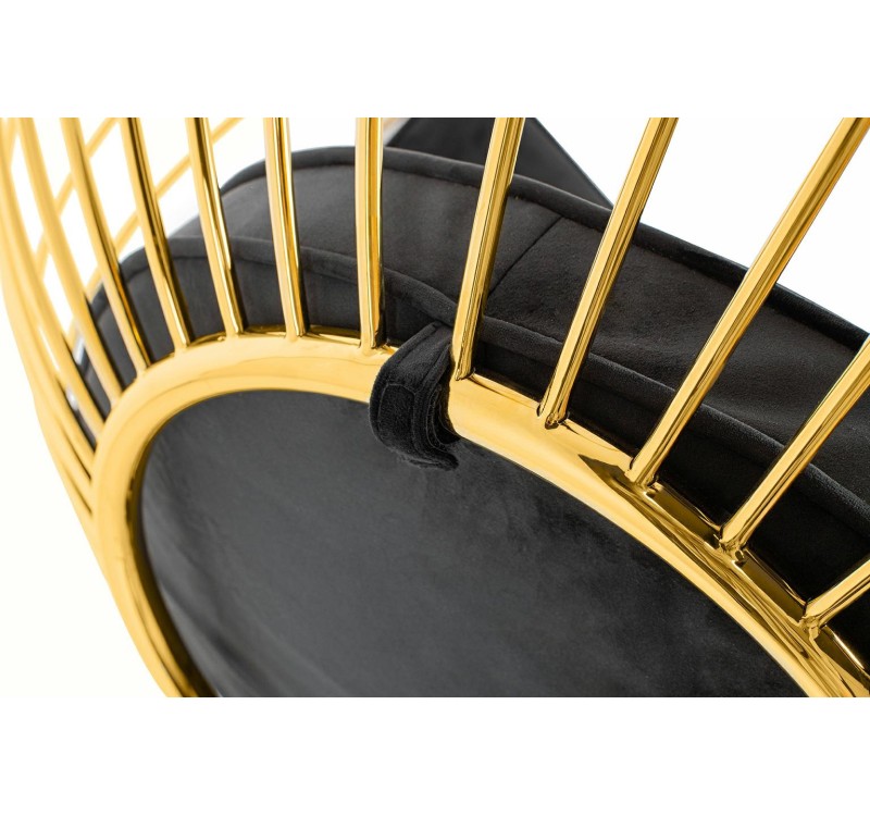 Fotel GABBIA STAND złoty z podnóżkiem