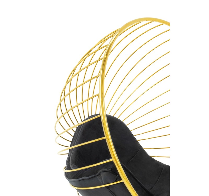 Fotel GABBIA STAND złoty z podnóżkiem