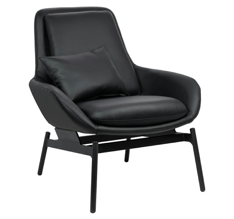 Fotel LAZY czarny ekoskóra - podstawa czarna