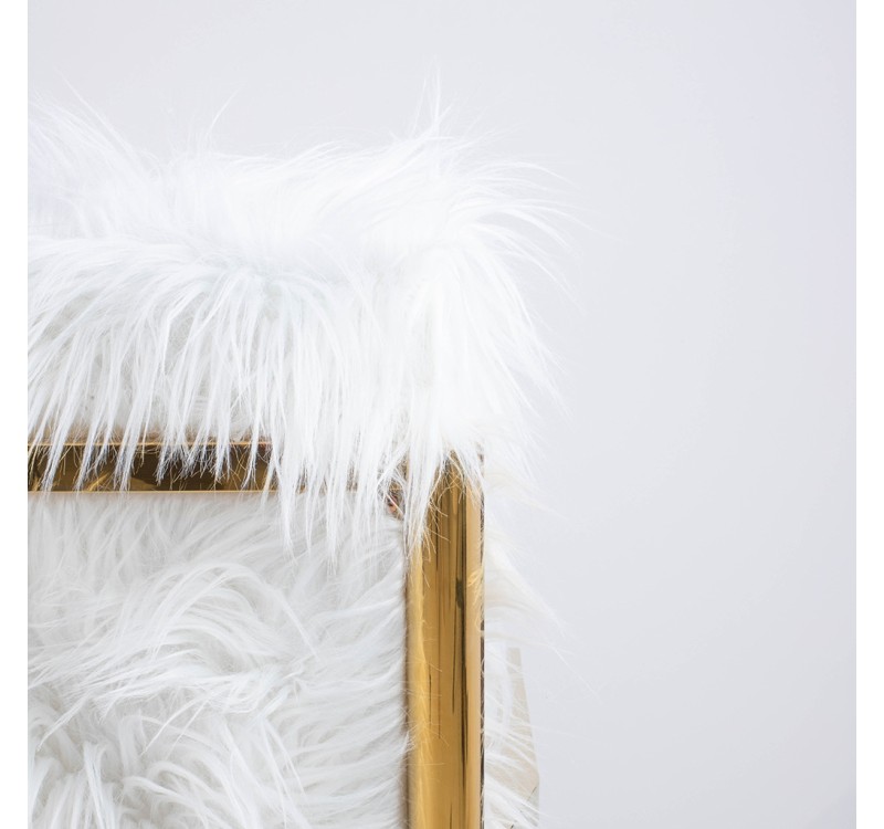 KARE fotel MR. FLUFFY biały / złoty