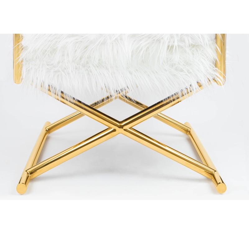KARE fotel MR. FLUFFY biały / złoty
