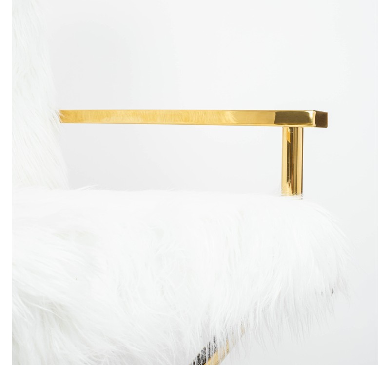 KARE fotel MR. FLUFFY biały / złoty