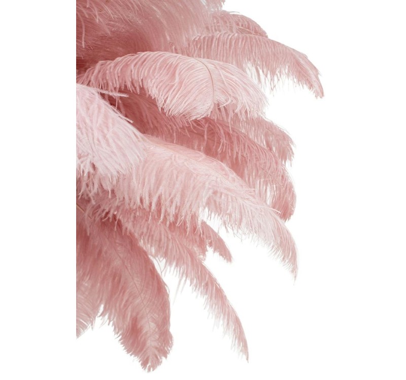Lampa podłogowa TIFFANY 175 różowa mosiądz / naturalne pióra