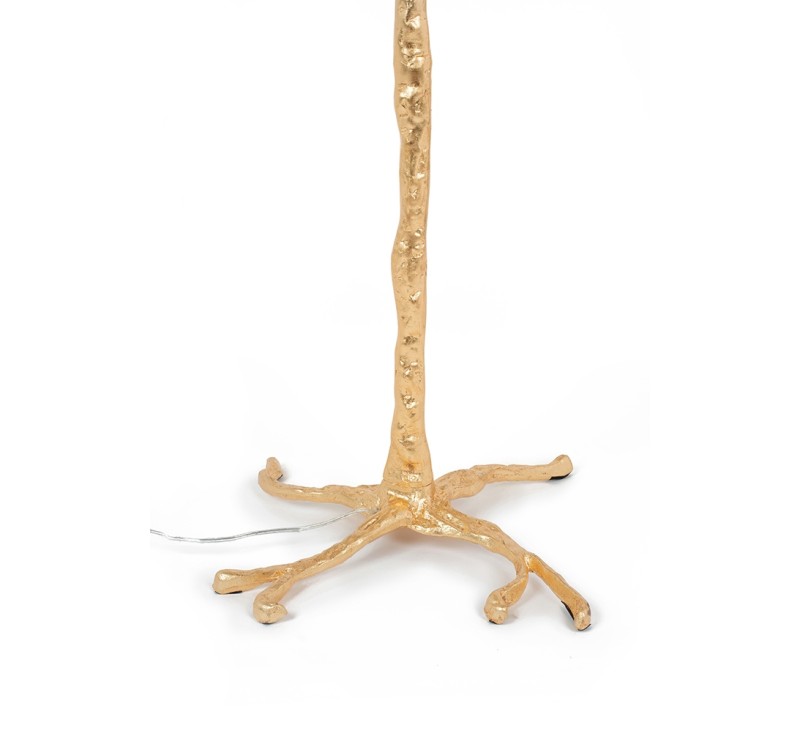 Lampa podłogowa TIFFANY 175 różowa mosiądz / naturalne pióra