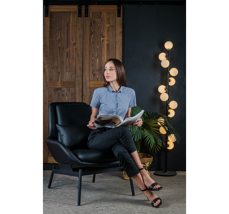 Fotel LAZY czarny ekoskóra - podstawa czarna