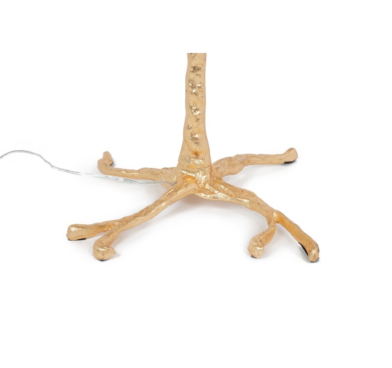 Lampa podłogowa TIFFANY 175 różowa mosiądz / naturalne pióra