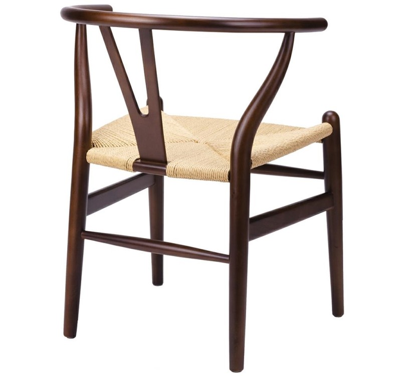 Krzesło WISHBONE ciemny brąz - drewno bukowe, naturalne włókno