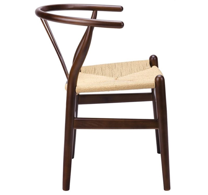 Krzesło WISHBONE ciemny brąz - drewno bukowe, naturalne włókno