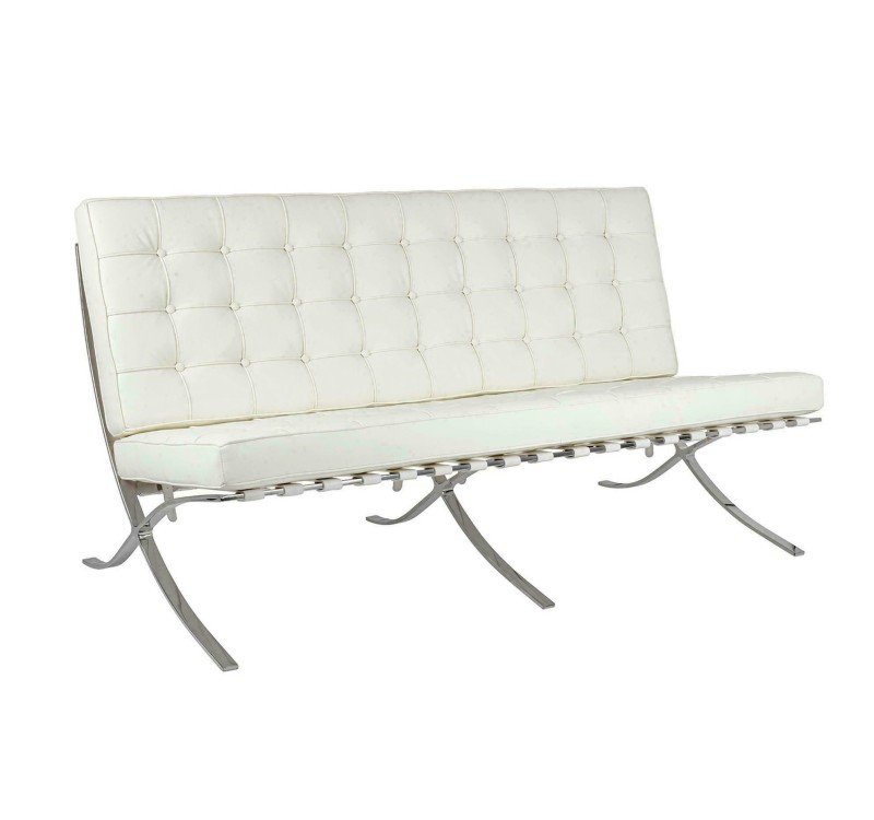 Sofa trzyosobowa BARCELON PRESTIGE PLUS biała - włoska skóra naturalna