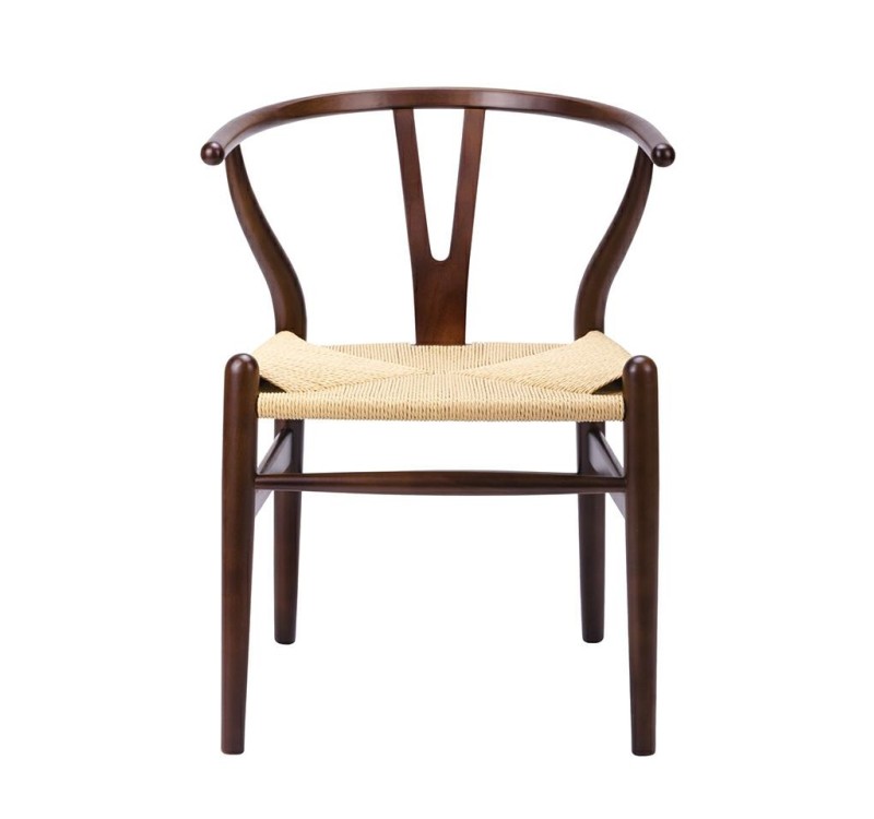 Krzesło WISHBONE ciemny brąz - drewno bukowe, naturalne włókno